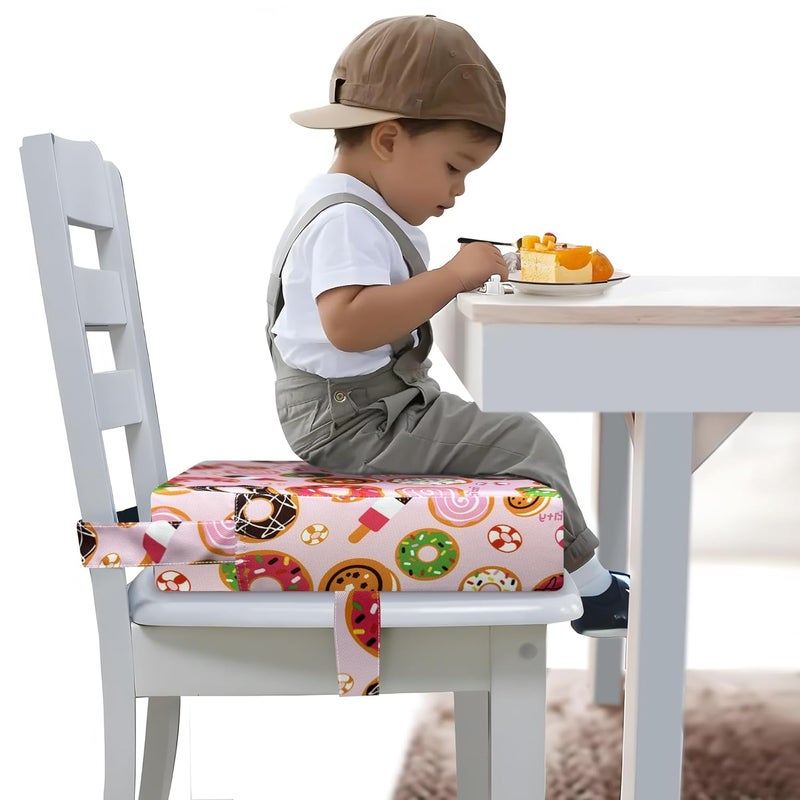 Funcority Toddler Booster Seat for Dining Table, Portable Booster Seat for Kitchen Chair, 4 Inch High-Density Foam Cushion with Adjustable Safety Straps and Non-Slip Bottom, Perfect for Kids Travel and Daily - Image 1